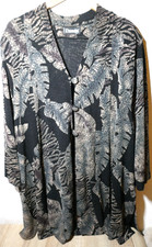 ❤️L'IMPOSSIBLE PARIS SCHWARZE LANGE JACKE GRÖßE 50 STRUKTURSTOFF 3/4 ARM BLATTMO