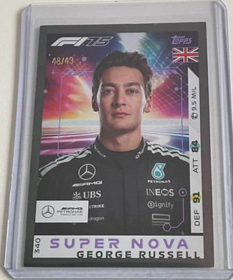 Topps F1 Turbo Attax 2025 #340 George Russell Super Nova Grey 48/49
