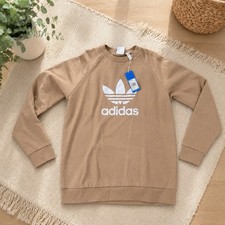 Image of Adidas Originals Trefoil Crew Sweatshirt Beige Nude UK M