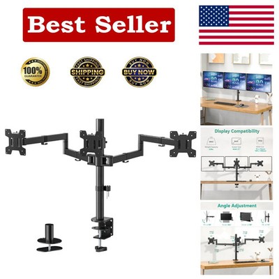 WALI Triple Monitor Mount, Three Desk Mount Fits 18 inch Tall, Black