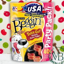 Beggin' with Real Bacon DOG Treat Thick Cut Hickory Smoky flavor 40oz Exp:Feb26 