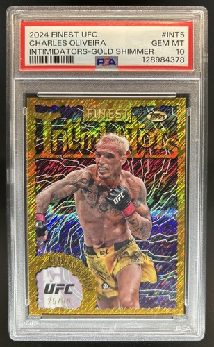 2024 Finest UFC Charles Oliveira Intimidators Gold Shimmer Refractor #/39 PSA 10