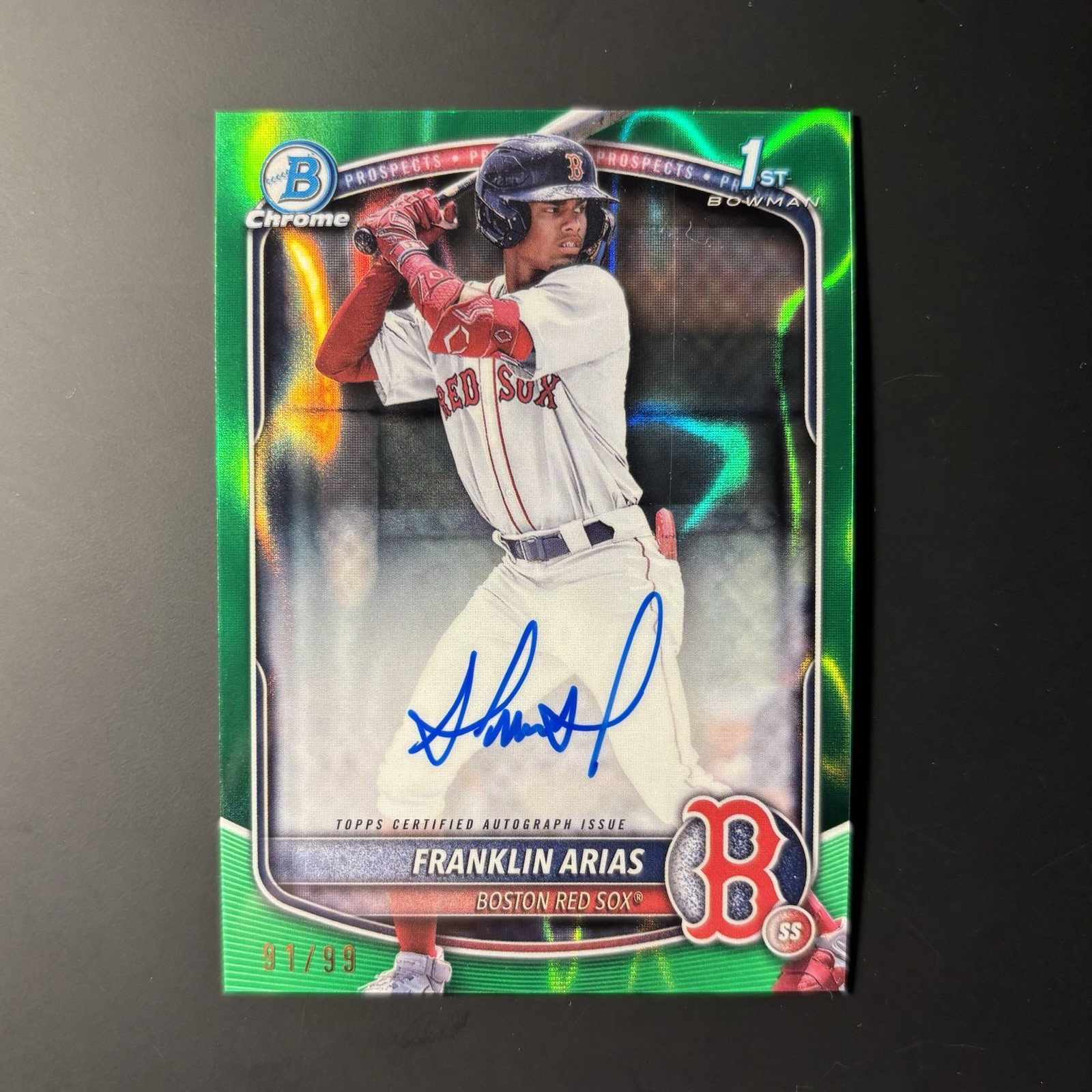 2025 Bowman Chrome 1st Franklin Arias Auto Green Lava Refractor Auto #/99