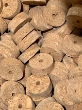 Cork Rings 12 Large Natural  Burl 1 1/2" X 1/2" X 1/4" Hole