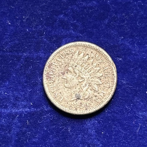 1859 Indian Head Cent Very Fine VF Coin, Corrosion #CJ