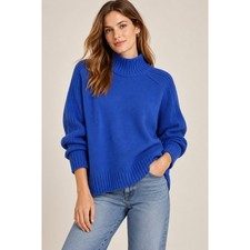 NWT LOFT Mock Neck Pullover Ribbed Sweater Blue Size Small
