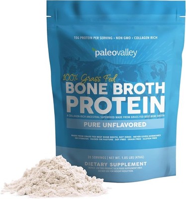 Paleovalley 100% Grass Fed Beef Bone Broth Protein 1.05 Pound (Pack of 1) 