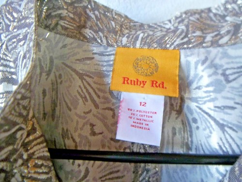 Ruby Road Woman's Size 12 Tan and Metallic Silver Waist Length Jacket - Picture 3 of 4