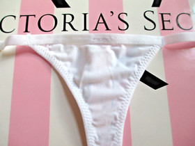 VICTORIA'S SECRET DREAM ANGELS Adjustable Thong Panty White M L Smooth Sexy VS