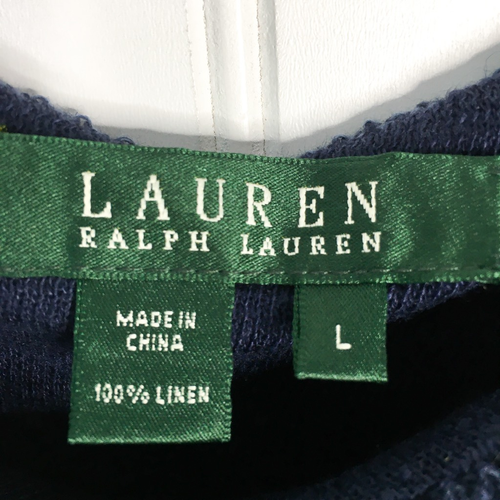 Lauren Ralph Lauren Womens Tank Top Blue Stripe Strap V Neck Linen L New - Picture 3 of 4