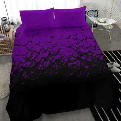 Purple Haze Bats Microfiber Duvet Cover with Two Pillowcases