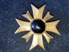 Vtg Miriam Haskell gold tone Maltese Cross brooch pin