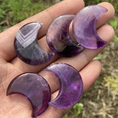 20pcs Natural Amethyst Stone Gemstone Crescent Moon Shape DIY