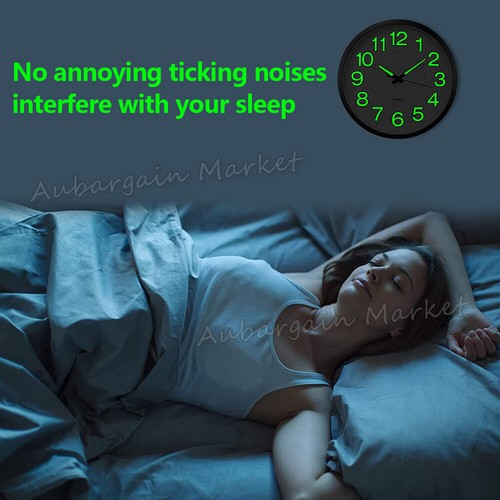12'' Luminous Quartz Wall Clock Home Decor Night Glow In the Dark Silent Clock - Picture 6 of 9