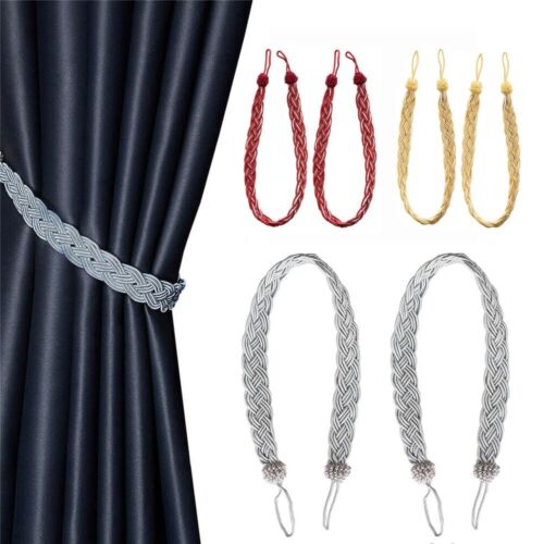 2pcs Thick Braided Twisted Satin Rope Curtain Kisses. - Picture 1 of 14