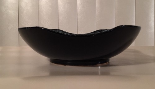 Vintage 1950s MCM Black Grey Splatter Diamond Pattern Ceramic Bowl Art Pottery - Picture 5 of 6