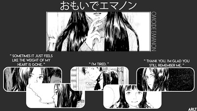 Anime manga monochrome girls minimalism omoide emanon Playmat Gaming Mat Desk