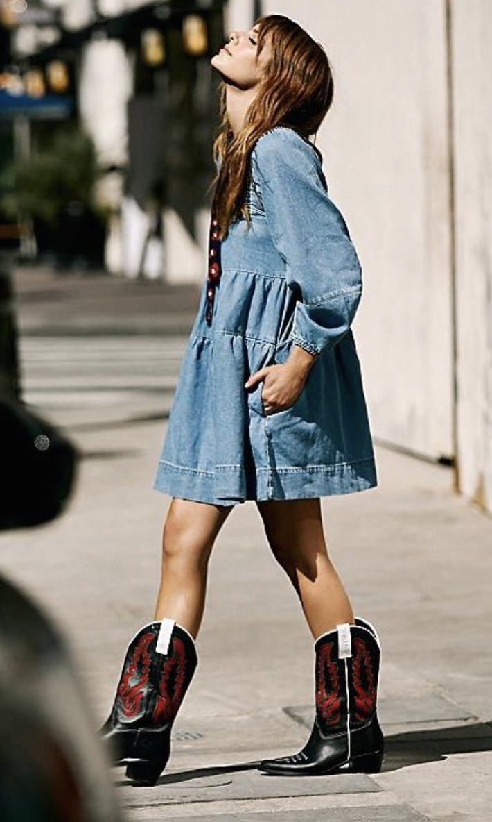 denim tunic dress A-line Dress: Plus Size Jean Shirt With Pockets low hem Unlined Care Skylar Denim Tunic Dress in