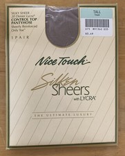 Nice Touch Silken Sheets Pantyhose Tall Taupe Reinforced Only Toe 20 Denier NOS