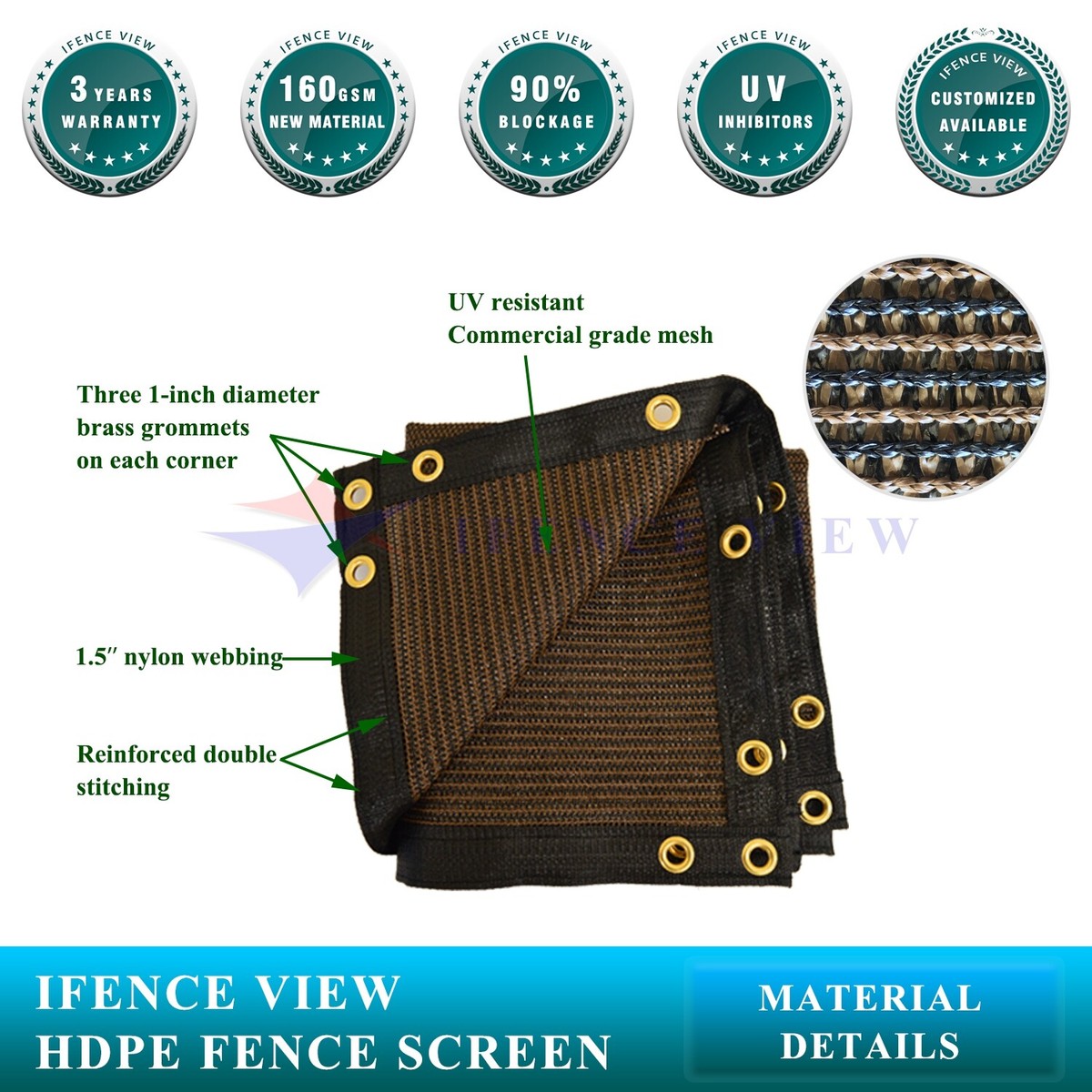 Ifenceview 24 FT Wide Brown Fence Privacy Screen Patio Top