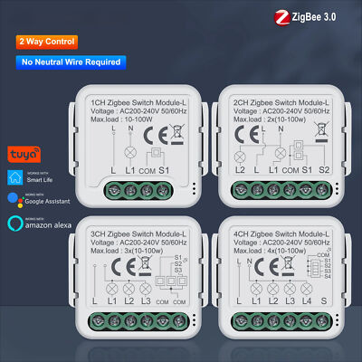 Tuya ZigBee Smart Light Switch Module No Neutral Wire Required 2 Way Control Lot