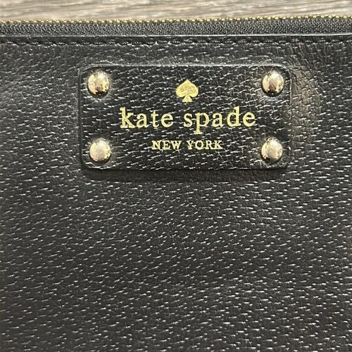 Kate Spade Wellesley Leather Wristlet Wallet Clutch Bag Black Gold Missing Strap - Picture 7 of 7