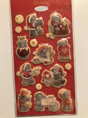 Me To You Bear Christmas Theme Puffy Sticker Sheets Scrapbooking Kids Rare