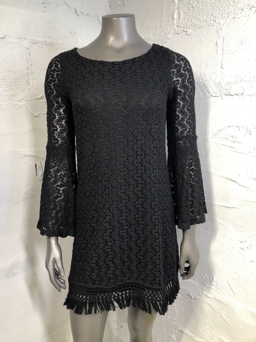 Love fire Black lace dress boho open back dress size Small