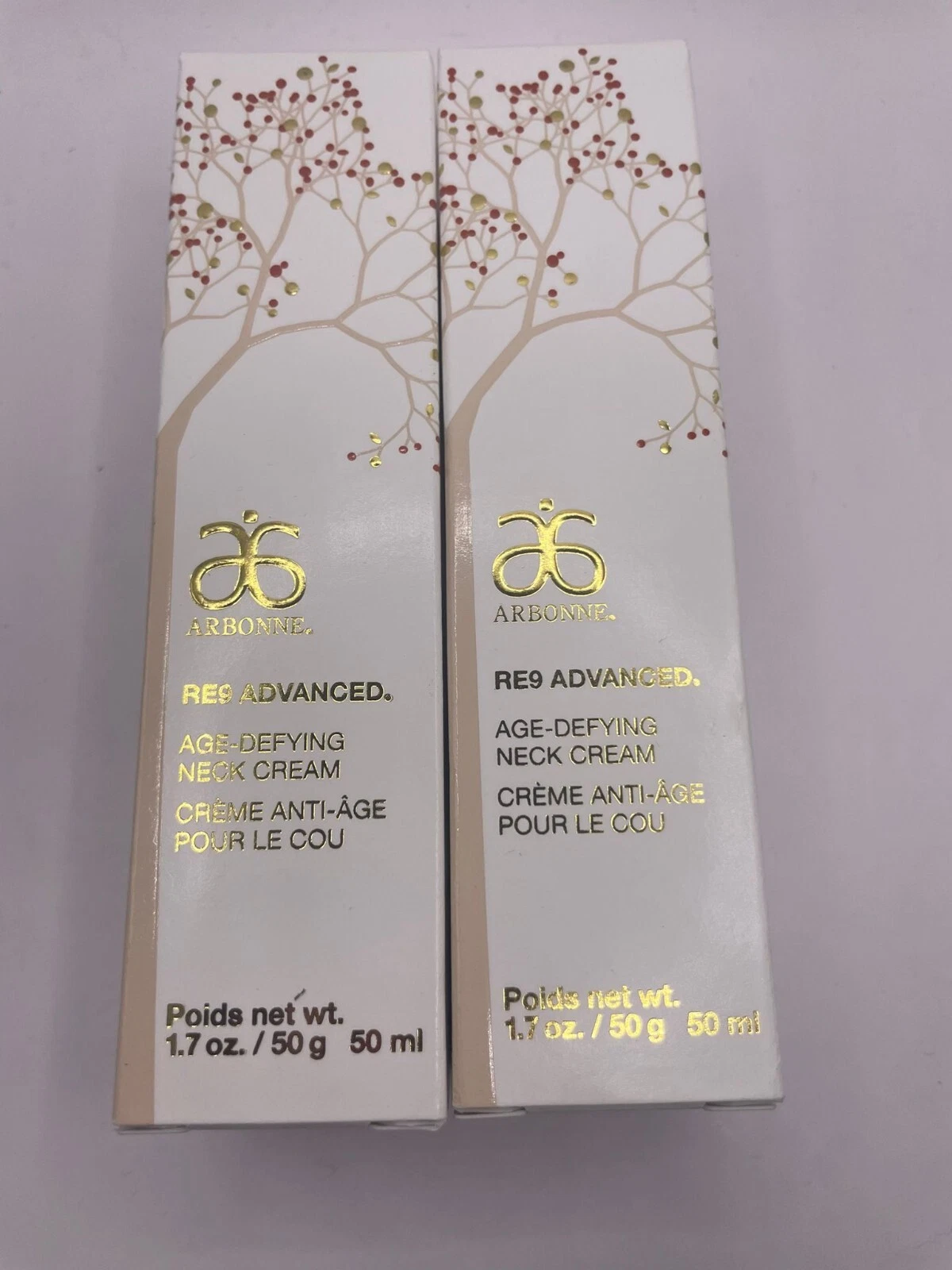 2 Pack- Arbonne RE9 ADVANCED Age-Defying Neck Cream 1.7oz - Free Shipping!