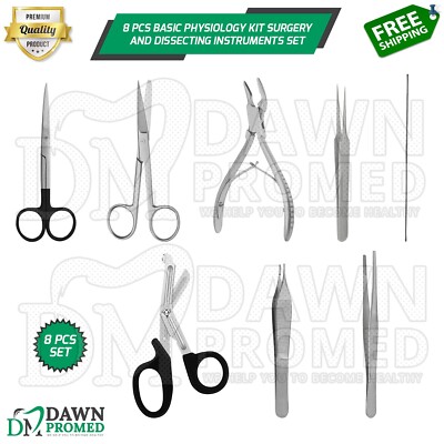 8 Pcs Basic Physiology Kit Surgery and Dissecting Instruments Set German Grade