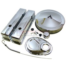 Sbc Small Block Chevy Chrome Dress Up Kit Tall Valve Cover Timing Chain Air Clea
