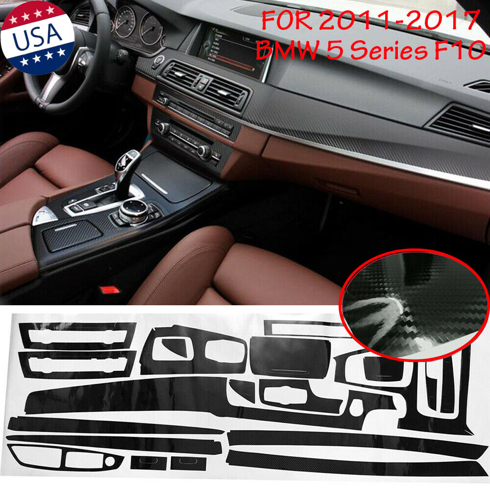 Glossy Carbon Fiber Pattern Interior Stickers For BMW F10 520i
