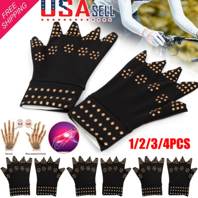 #ad Copper Arthritis Compression Gloves Therapy Support Pressure Pain Relief Heal $8.58