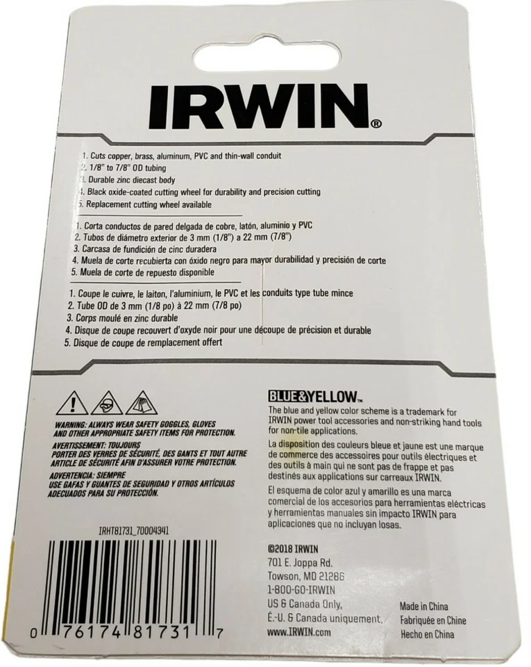1/8"-7/8" Mini Tubing Cutters - Irwin IRHT81731 - Cuts up to 7/8" Pipe - Image 2 of 4