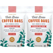 2 Packs Trader Joe's Cold Brew Coffee Bags 100% Arabica Coffee 8.5 oz Each