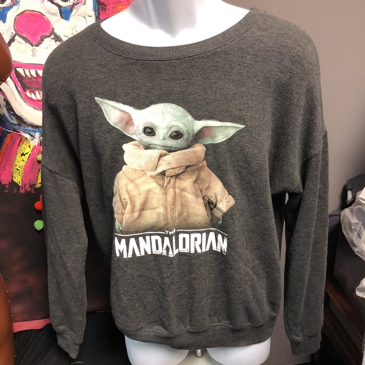 Baby Yoda GOGRU The Mandalorian Star Wars Soft Cozy Sweater Grey M Ladies