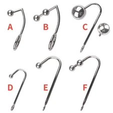 Stainless Steel Plug Hook Prostate Massage with Ball Metal Dilator G-Point
