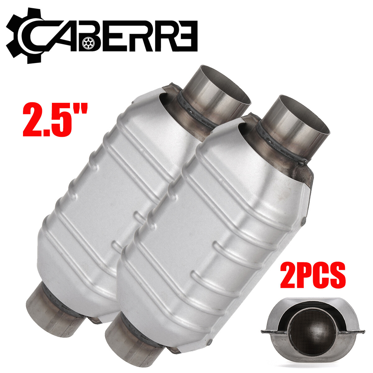 2x Ø63.5mm 2.5'' Universal Catalizador Convertidor Catalítico Cat Escape Acero Inoxidable