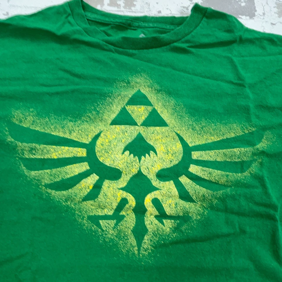 Legend of Zelda Camisa Hombre Mediana Verde Amarilla Camiseta Nintendo Retro Videojuego Foto 3 de 4
