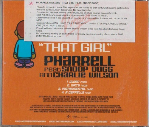 C.D.MUSIC J033   PHARRELL WILLIAMS  THAT GIRL [FEAT.SNOOP DOGG] - Picture 2 of 3