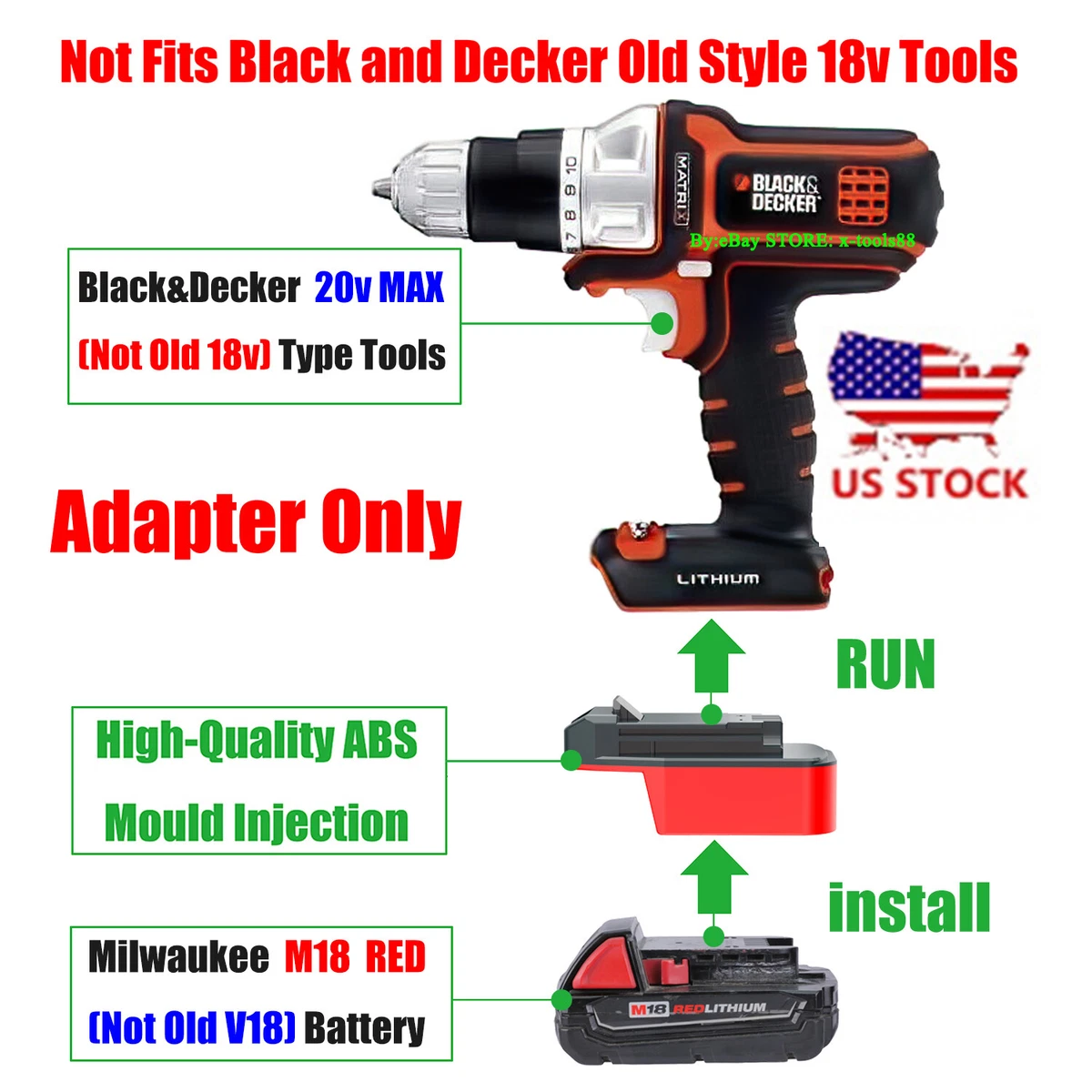  X-Adapter Only for Black & Decker 20v MAX (Not Old 18v