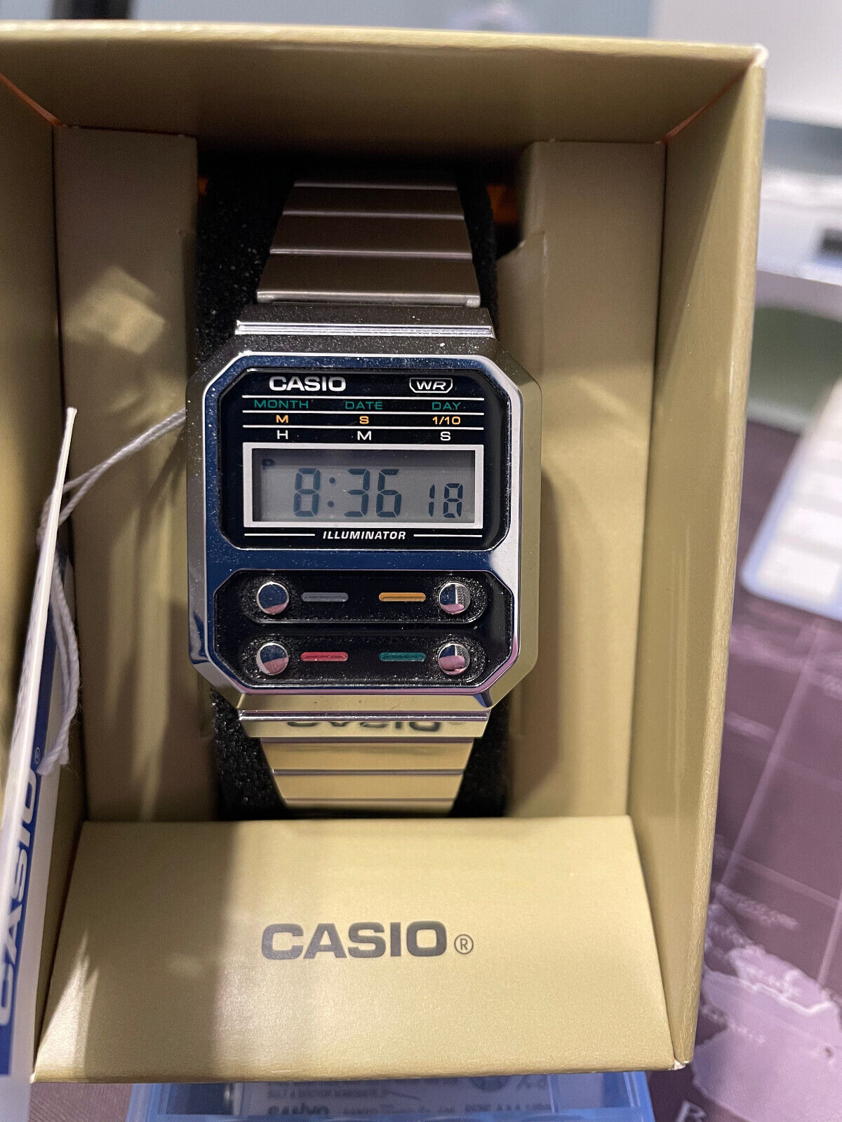 Casio Vintage A100WE-1AEF Silver Stainless Steel Case Quartz Watch