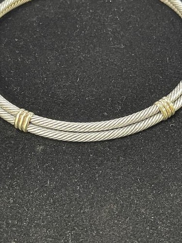David Yurman .925 Silver & 14k YG Double Cable Collar - Picture 5 of 5