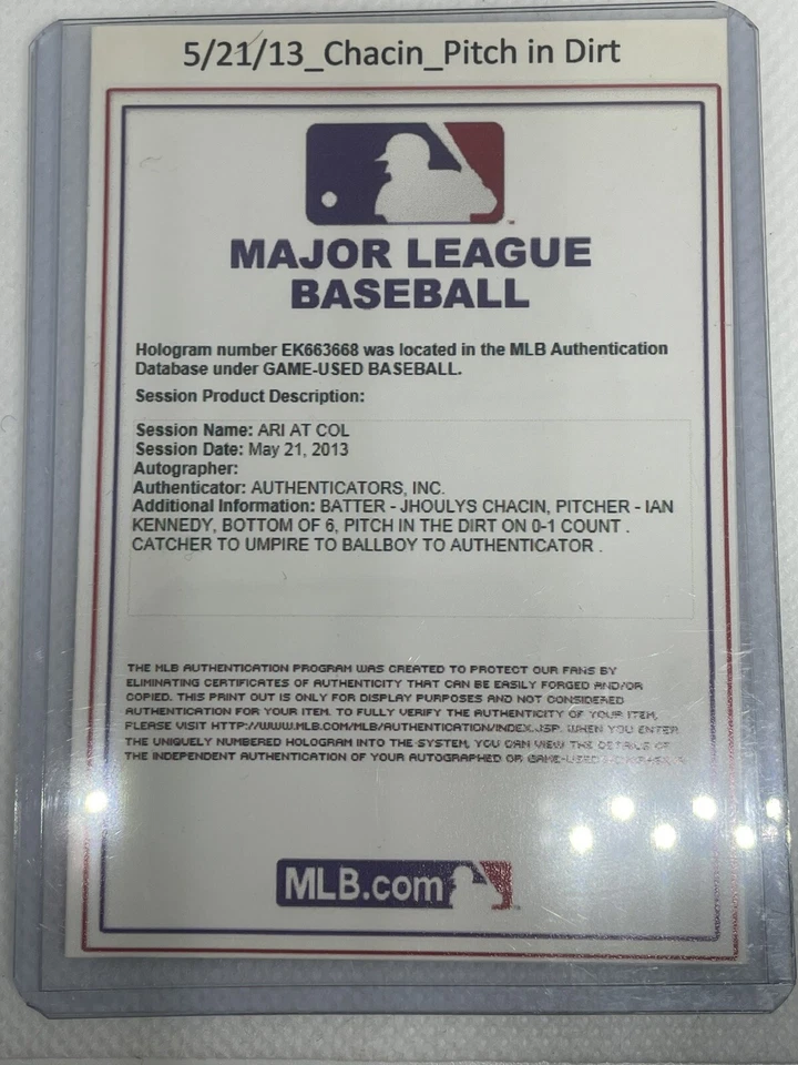 Certified COLORADO ROCKIES 20th Anniversary Game Used OML Baseball! Chachin! - Image 2 of 4