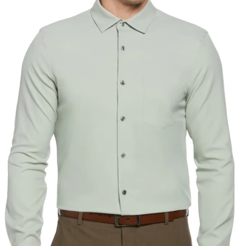 perry ellis french cuff dress shirt PERRY ELLIS WOVEN GEOMETRIC LONG SLEEVE FRENCH CUFF SHIRT Sz M