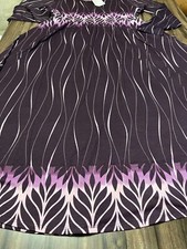LuLaRoe Ryane Long Sleeve Empire Waist Dress Purple Dip Palms Floral XS 2/4 New