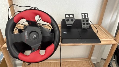 Logitech WingMan Formula Force GP Wired Racing Wheel w/ Foot Pedals PC Black/Red