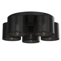 Deckenlampe Metall Kunststoff Schwarz Wohnzimmer Ø58 Cm Deckenleuchte 5-Flammig