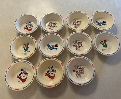Lot of 11 Kellogg s Cereal Bowls Snap Crackle Pop Tony Tiger Year 1995