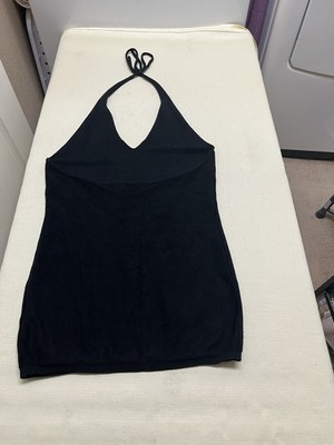 Lioness L black knit plunge halter mini dress | eBay
